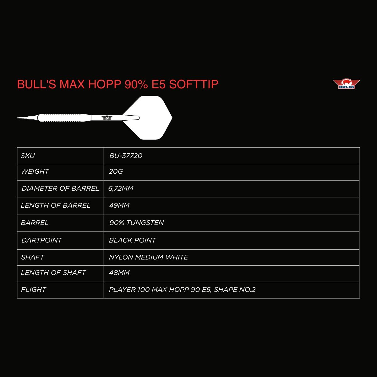 Bull´s Max Hopp E5 90% Softdarts 20 Gramm Softdarts