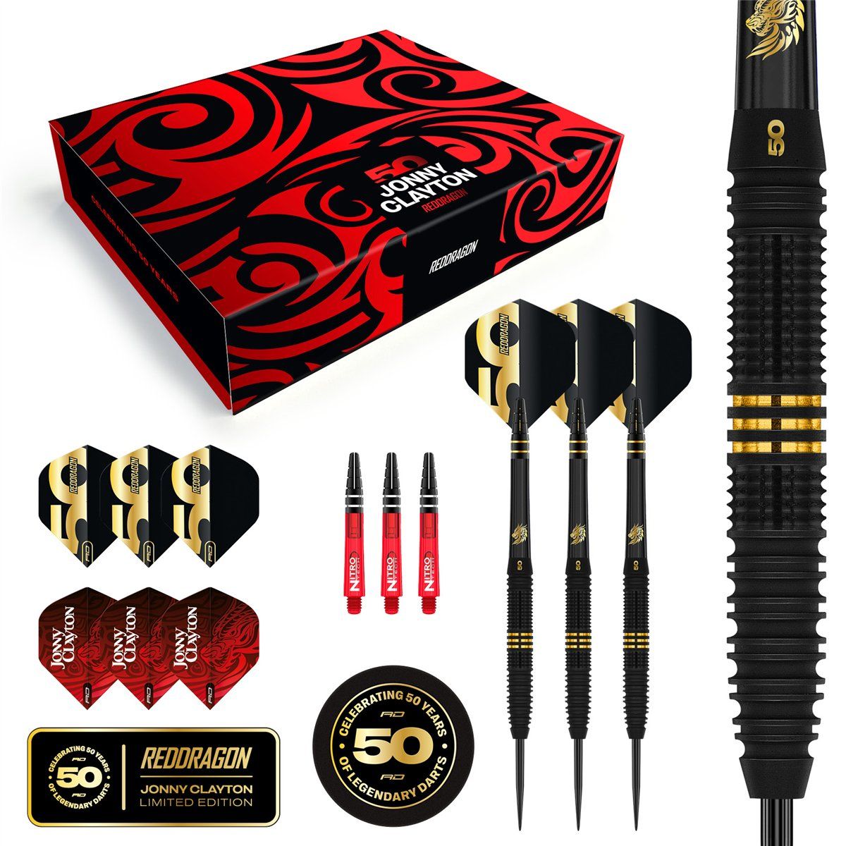 Reddragon Jonny Clayton 50 Years Limited Edition 90% Steeldarts 22 Gramm Steeldarts