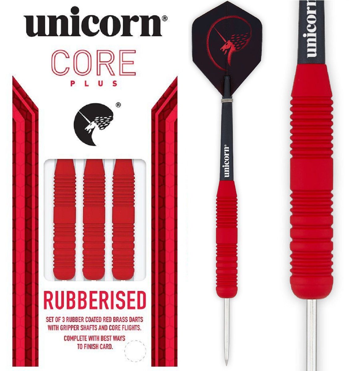 Unicorn Core Plus Rubberised Brass Red Steeldart 21 Gramm Steeldarts