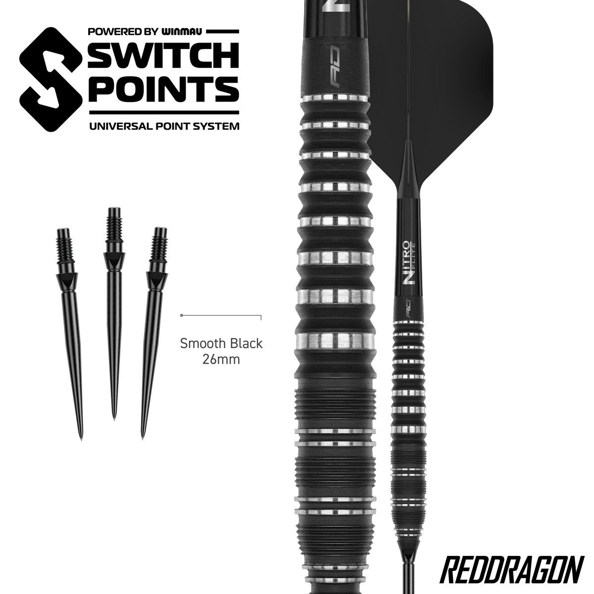 Reddragon Sable Torpedo Switch Point 90% Steeldarts 23/24/25 Gramm Steeldarts