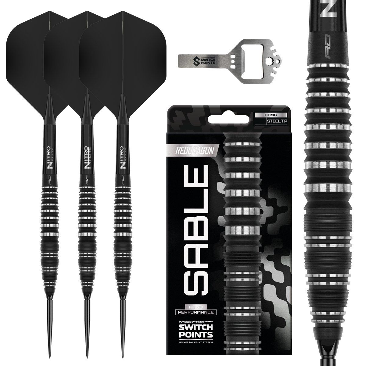 Reddragon Sable Bomb Switch Point 90% Steeldarts 22/24/26 Gramm Steeldarts