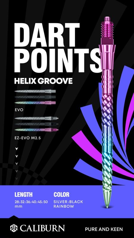 Caliburn EVO Points Helix Groove Rainbow 28/32/36/40/45/50 mm Wechselspitzen